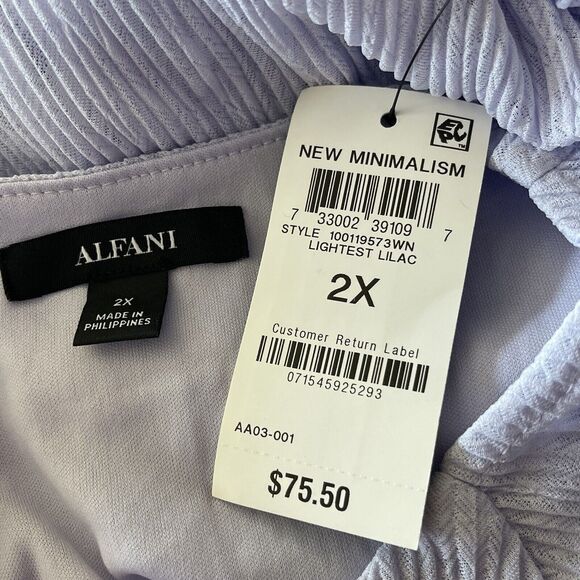 Alfani 2X-Large Top Stretch Bell Sleeves Scoop Neck Lined Textured Lt Purple New - Picture 7 of 9